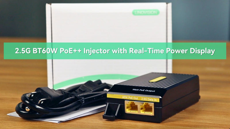 2.5G BT 60W PoE++ Injector with LED Screen to indicate Power Output(PO ...