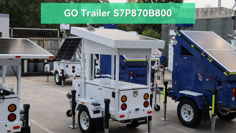 (GO Trailer S7P870B800)  20ft electric steel mast, square telescopic type, 2x435W solar panels, 4x200AH LiFePO4 battery