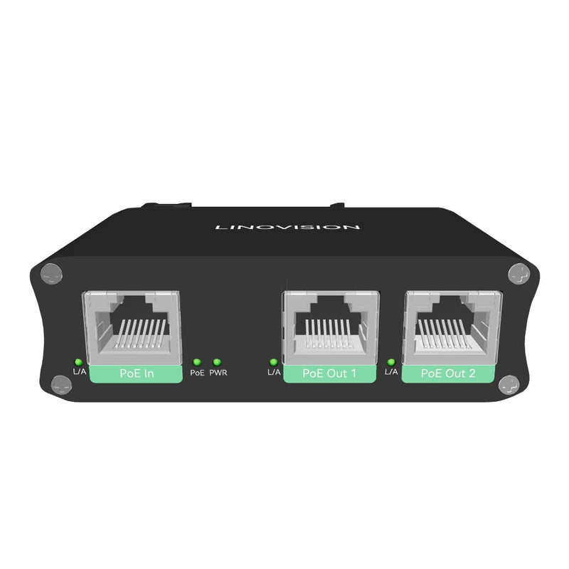 Industrial 2 Ports Gigabit PoE Extender, Passthrough and Split 30W POE  to two PoE Cameras or Wireless APs