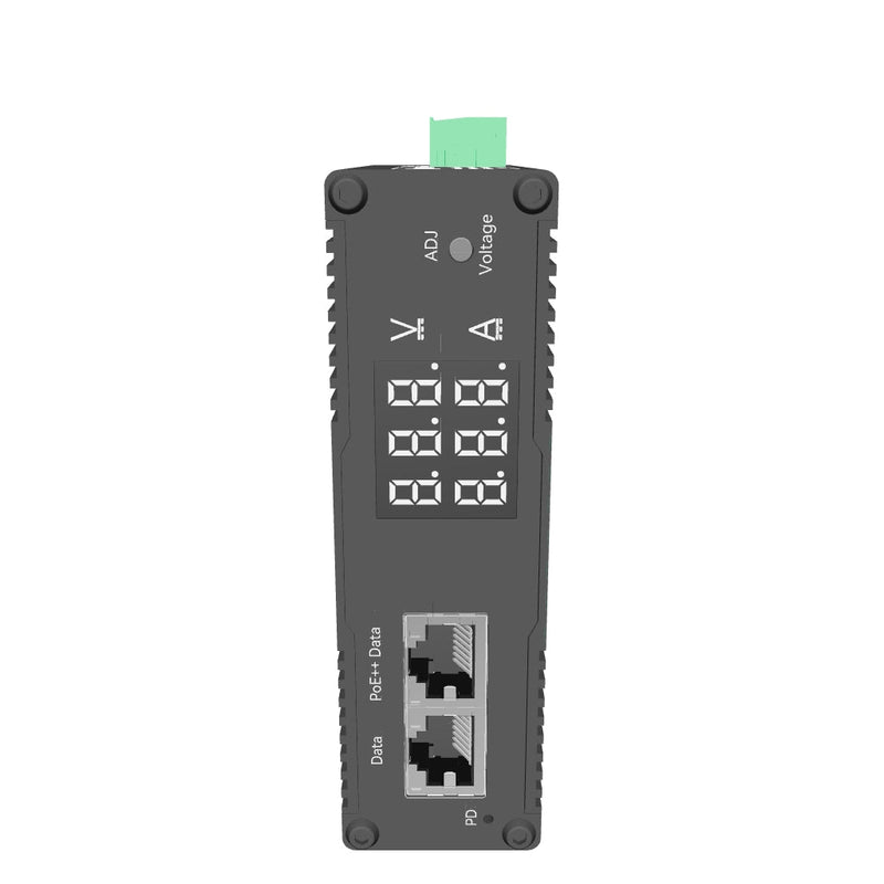 (POE-SP01BTV) Industrial 802.3bt Gigabit 90W PoE++ Splitter with Adjustable Output Voltage DC 3-36V and LED Display