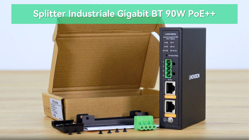 90W Gigabit PoE Splitter With IEEE802.3bt PoE Output and DC 5/9/12/24V Output (POE-SP02BT-POE)