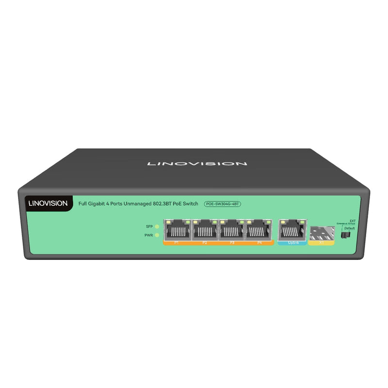 Full Gigabit 4 Ports Unmanaged 96W 802.3BT PoE++ Switch