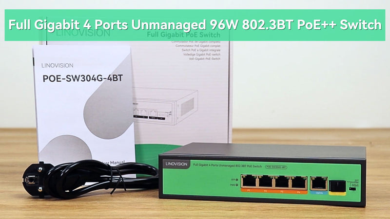 (POE-SW304G-4BT) Full Gigabit 4 Ports Unmanaged 96W 802.3BT PoE++ Switch