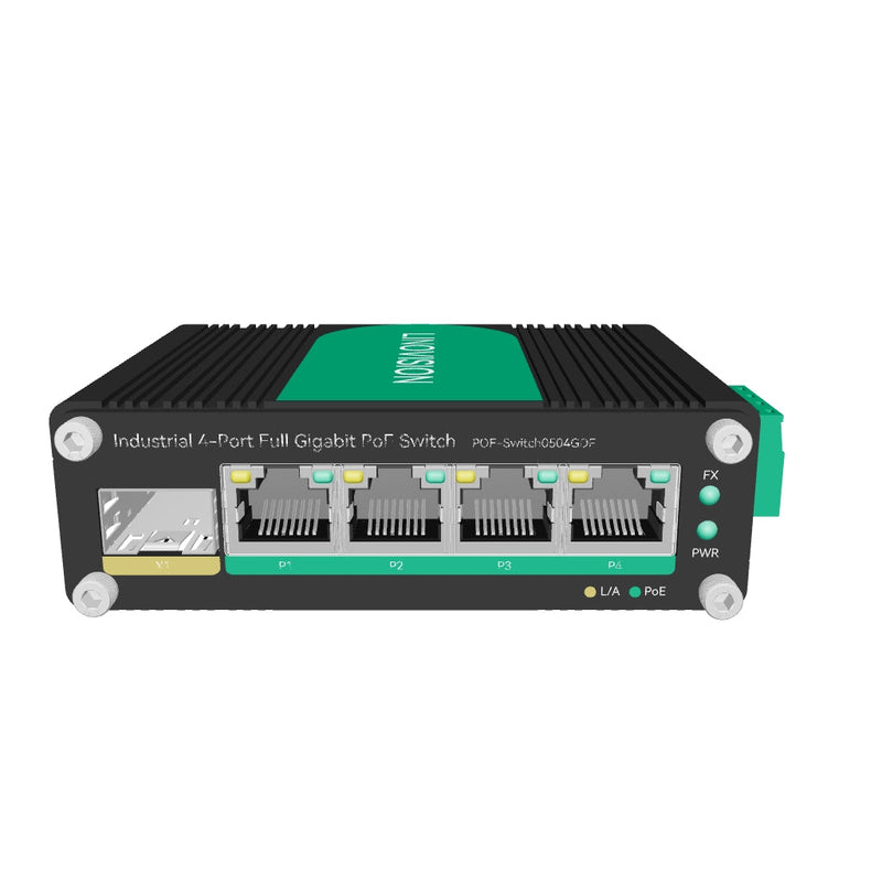 (POE-Switch0504GDF) Industrial 4 Ports Gigabit Solar PoE Switch with DC9～57V Redundant Power Input