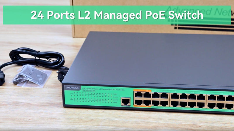 (POE-SW324GM-4BT) 24 Ports L2 Managed PoE Switch, Full Gigabit PoE++ Switch, Built-in 370W Power with 4* BT 90W & 20* AT 30W Ports