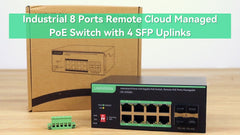 Industrial 8 Ports Remote Cloud Managed PoE Switch with 4 SFP Uplinks (POE-SWR608G)