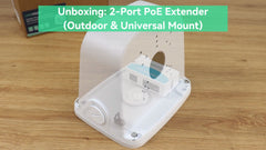 2 Ports Outdoor PoE Extender with Universal Mount Box for Two Cameras, provide power to TWO IP cameras through ONE network cable