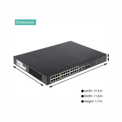 24 Port Industrial Managed POE & EOC Hybrid ePOE Switch with Ethernet Over Coax Technology Power Budget 360W 10M/100M/1000M IEEE802.3af/at Standard Working with Dahua ePOE IP Camera - LINOVISION US Store