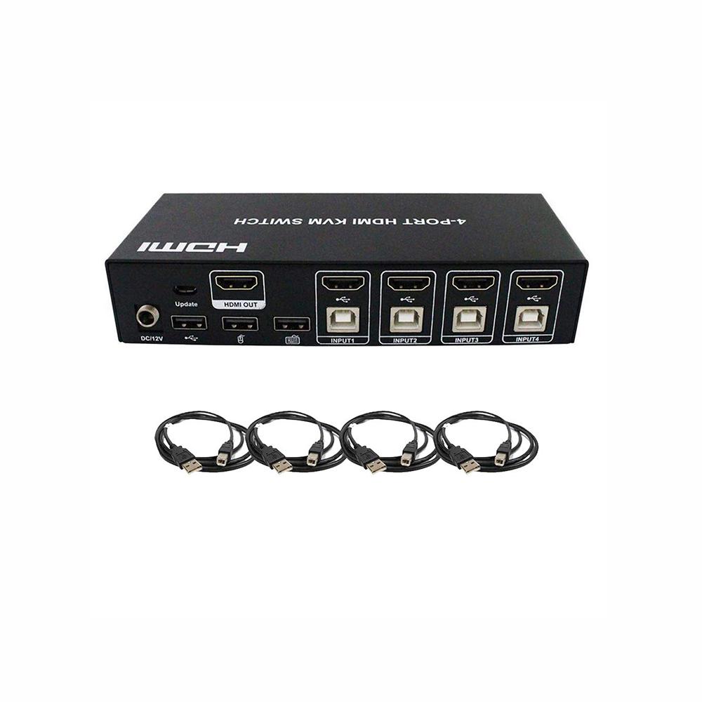 4 Port HDMI KVM Switch Max 4K@30Hz Input Using one of HDMI Monitor | LINOVISION US Store