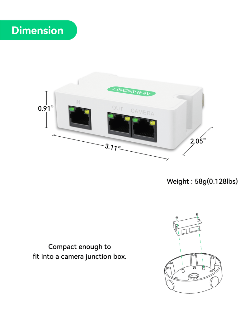 Mini Passive 2-Port PoE Extender / PoE Repeater to Transmit Data and Power over Cat5/6 Network Cable - LINOVISION US Store